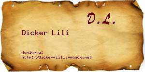 Dicker Lili névjegykártya